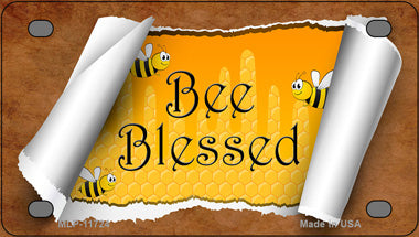 Bee Blessed Scroll Novelty Mini Metal License Plate Tag
