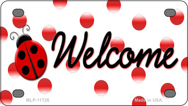 Welcome Ladybug Novelty Mini Metal License Plate Tag