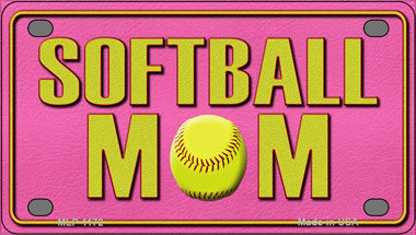 Softball Mom Novelty Mini Metal License Plate Tag