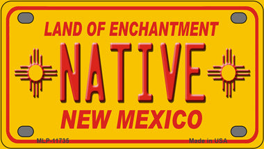 Native New Mexico Yellow Novelty Mini Metal License Plate Tag
