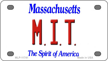 MIT Massachusetts Novelty Mini Metal License Plate Tag