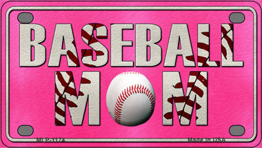 Baseball Mom Novelty Mini Metal License Plate Tag