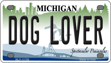 Michigan Dog Lover Novelty Mini Metal License Plate Tag