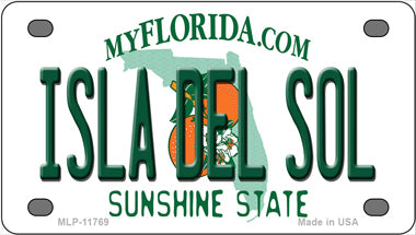 Isla Del Sol Florida Novelty Mini Metal License Plate Tag