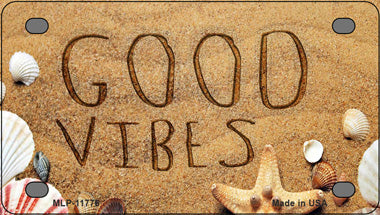 Good Vibes in the Sand Novelty Mini Metal License Plate Tag