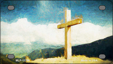 Lone Cross in the Sky Novelty Mini Metal License Plate Tag