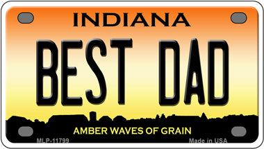 Best Dad Indiana Novelty Mini Metal License Plate Tag