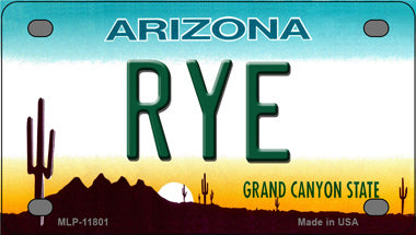Rye Arizona Novelty Mini Metal License Plate Tag
