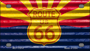 Route 66 Arizona Flag Corrugated Effect Novelty Mini Metal License Plate Tag