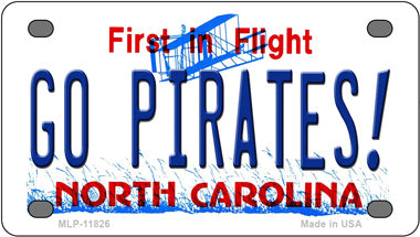 Go Pirates North Carolina Novelty Mini Metal License Plate Tag