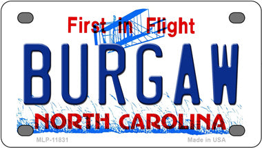Burgaw North Carolina Novelty Mini Metal License Plate Tag