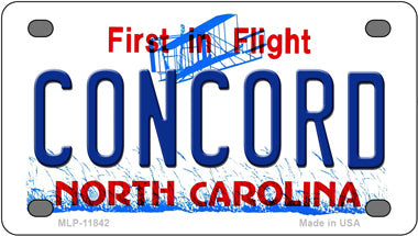 Concord North Carolina Novelty Mini Metal License Plate Tag