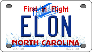 Elon North Carolina Novelty Mini Metal License Plate Tag