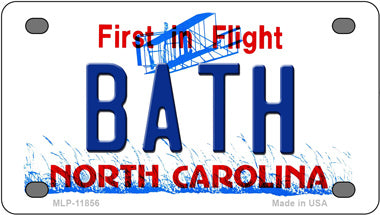 Bath North Carolina Novelty Mini Metal License Plate Tag