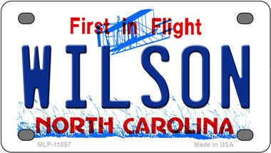 Wilson North Carolina Novelty Mini Metal License Plate Tag