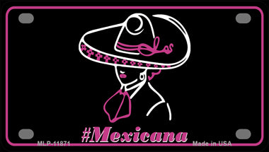 Hashtag Mexicana Novelty Mini Metal License Plate Tag