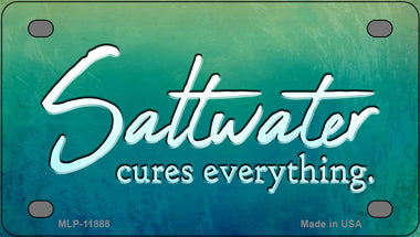 Saltwater Cures Everything Novelty Mini Metal License Plate Tag