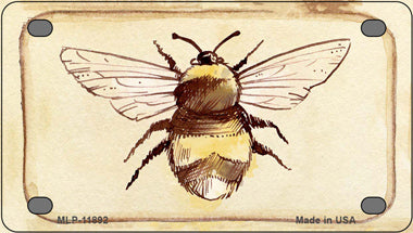 Bumble Bee Watercolor Novelty Mini Metal License Plate Tag