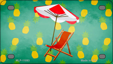 Chair and Umbrella Novelty Mini Metal License Plate Tag