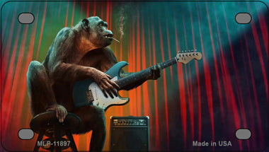 Monkey with Guitar Novelty Mini Metal License Plate Tag