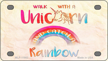Walk with a Unicorn Novelty Mini Metal License Plate Tag