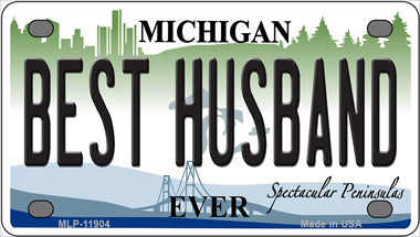 Michigan Best Husband Novelty Mini Metal License Plate Tag