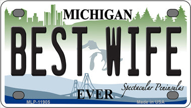 Michigan Best Wife Novelty Mini Metal License Plate Tag