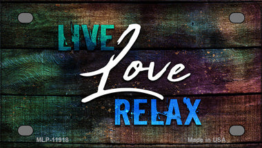 Live Love Relax Novelty Mini Metal License Plate Tag