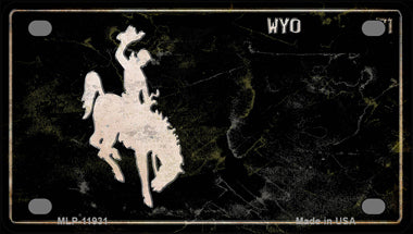 Wyoming Black Rusty Novelty Mini Metal License Plate Tag