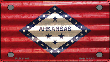 Arkansas Corrugated Flag Novelty Mini Metal License Plate Tag