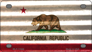 California Corrugated Flag Novelty Mini Metal License Plate Tag