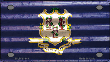Connecticut Corrugated Flag Novelty Mini Metal License Plate Tag