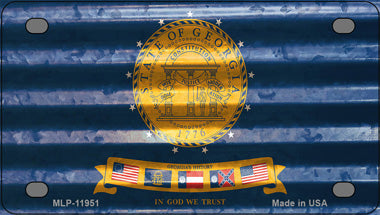 Georgia Corrugated Flag Novelty Mini Metal License Plate Tag