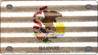 Illinois Corrugated Flag Novelty Mini Metal License Plate Tag