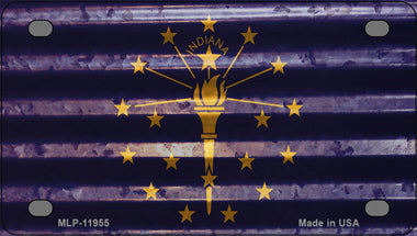 Indiana Corrugated Flag Novelty Mini Metal License Plate Tag