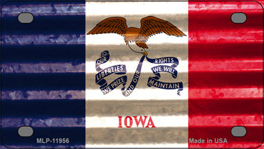 Iowa Corrugated Flag Novelty Mini Metal License Plate Tag