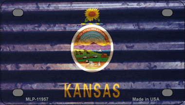 Kansas Corrugated Flag Novelty Mini Metal License Plate Tag
