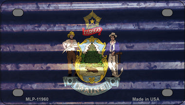 Maine Corrugated Flag Novelty Mini Metal License Plate Tag