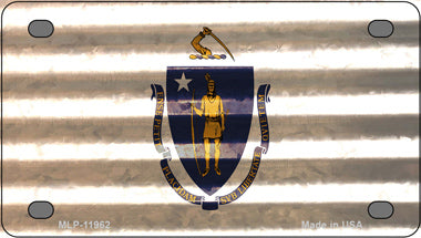 Massachusetts Corrugated Flag Novelty Mini Metal License Plate Tag