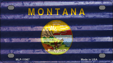Montana Corrugated Flag Novelty Mini Metal License Plate Tag