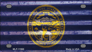 Nebraska Corrugated Flag Novelty Mini Metal License Plate Tag