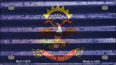 North Dakota Corrugated Flag Novelty Mini Metal License Plate Tag