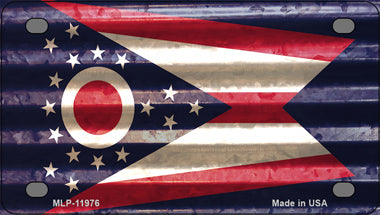Ohio Corrugated Flag Novelty Mini Metal License Plate Tag