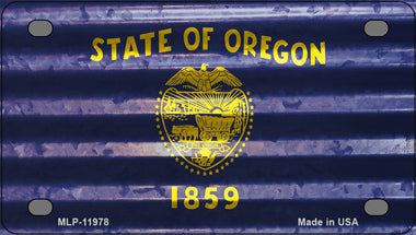 Oregon Corrugated Flag Novelty Mini Metal License Plate Tag