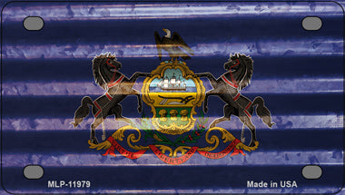 Pennsylvania Corrugated Flag Novelty Mini Metal License Plate Tag