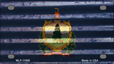 Vermont Corrugated Flag Novelty Mini Metal License Plate Tag