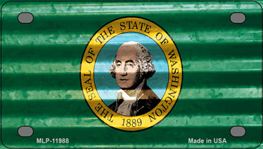 Washington Corrugated Flag Novelty Mini Metal License Plate Tag