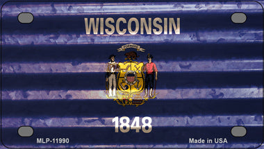 Wisconsin Corrugated Flag Novelty Mini Metal License Plate Tag