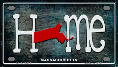 Massachusetts Home State Outline Novelty Mini Metal License Plate Tag