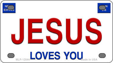 Jesus Loves You Novelty Mini Metal License Plate Tag